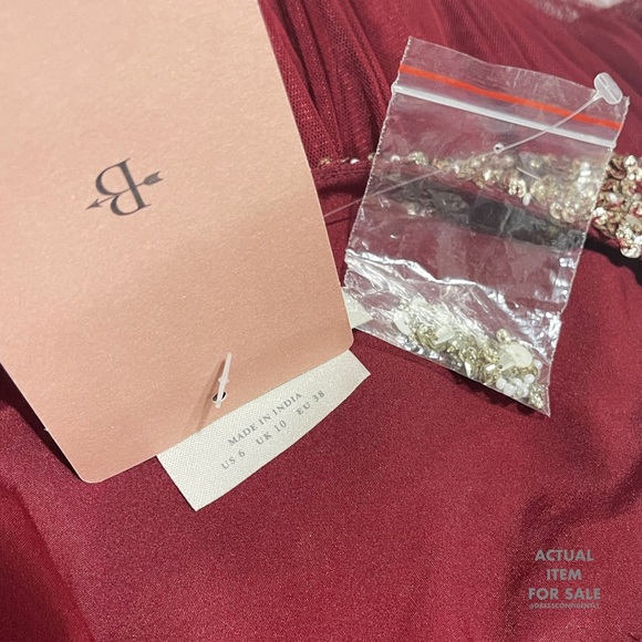 BHLDN Avery Beaded Tulle Gown - Bordeaux - Picture 7 of 9